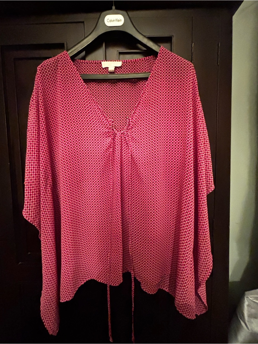 Michael Kors Pink Geo Print Caftan Blouse | Flowy Boho Tunic Top | L/XL